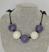 Duże porcelanowe korale na szyję, biżuteria artystyczna rękodzieło 