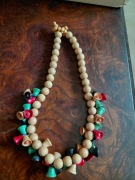 Korale vintage po babci z Holandii drewno dzwoneczki 