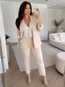 Garnitur marynarka żakiet New Collection M L beż kropki chrzest komunia 