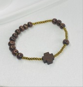 Bransoletka -różaniec - drewniane koraliki , hematyt