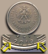 50 GROSZY 2019 MONETA [nr 151] DESTRUKT - NADLEWKA NA DACIE