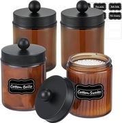 Pojemniki łazienkowe z brązowego szkła 4 szt. czarne pokrywki