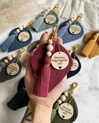 Brelok makrama handmade boho liść z chwostem
