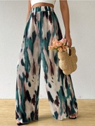 Damskie spodnie z elastyczną talią i szerokimi nogawkam L