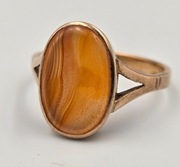 Złoty pierścionek z karneolem, próba 583, vintage, rozmiar 16,5