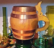 Beczka drewniana motyw mosiądz 