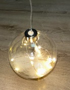 Kula świetlna, bombka szklana z piórkami, mikrodrut LED świeci