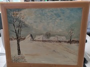 Obraz recznie malowany  w ramie