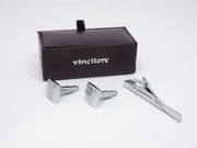 Spinki mankietowe do koszuli do krawatu VINCITORE srebrne