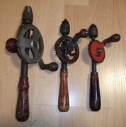 Stara zabytkowa kolekcjonerska wiertarka ręczna vintage - 3 sztuki