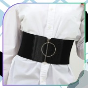 Pasek szeroki pas gorset guma czarny z zamkiem