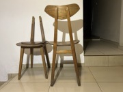 2 krzesła drewniane „Trójnik” proj. Wanda Genga design PRL