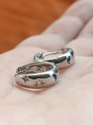 Kolczyki srebro kółeczka gwiazdy księżyc kryształki