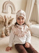 Komplet czapka/turban i chusta z falbanką 