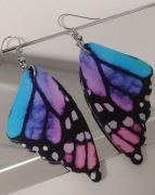 Kolczyki Motyle dwustronne Skrzydła niebieski różowy fioletowy 