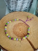 Bransoletka jaspis lawa limonka wrzos zielony nić jedwabna stoper kamienie 