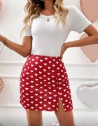Czerwona spódnica mini walentynki serca serduszka L