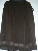 Rozkloszowana brązowa spódnica midi r.44 zamsz eco