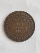 Tunezja 10 centimes 1891 A rok