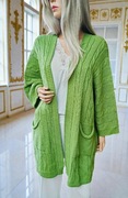 Sweter kardigan damski narzutka zielony oversize