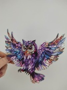 Nowy witraż witrażyk dekoracja okienna sowa 