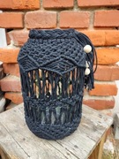 Makramowy lampion w stylu Boho - czarny