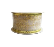 WSTĄŻKA TAŚMA dekoracyjna z lamówką Boże Narodzenie organza 3,7 cm.