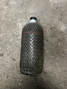 Stara przedwojenna butelka do syfonu Niemiecka szkło w stalowym oplocie