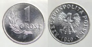 MONETA_1 grosz z 1949_Nikiel/Szara/ Połysk_LUX