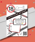 Zaproszenia z KODEM QR na 18 – śmieszne zaproszenie 18, koperta
