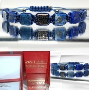 BRANSOLETKA KAMIEŃ LAPIS LAZULI STAL OBWÓD 17.5 WYMIAR PREZENT NA ŚWIĘTA 