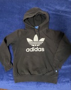 Czarna bluza bawełniana kangurka z kapturem Adidas 152/158 XS 34 / 36