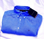 Tommy Hilfiger M Regular lniana koszula błękitna corneliani ferrante ck