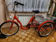 Rower trójkołowy z koszykiem, czerwony, wiosenny, na lato