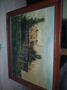 Ręcznie malowany obraz w dobrym stanie 