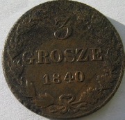 3 grosze 1840 MW w dobrym stanie