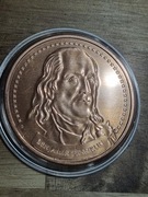Medal miedziany Benjamin Franklin uncja miedzi