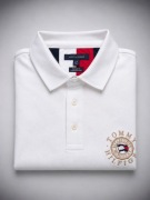 Biała koszulka polo Tommy Hilfiger L | Haftowane logo, nowa
