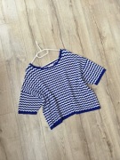 Sweter wzór Envii krótki rękaw indygo lata 70 retro cool copenhagen scandi