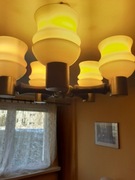 lampa sufitowa 5 ramienna drewniana prl