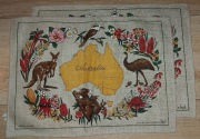 Ścierka, makatka len PRL motyw AUSTRALIA 2 szt. metka NOWE PRL 1985 rok