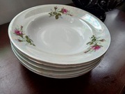 Talerze porcelanowe głębokie z różami 6 sztuk komplet