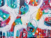 „Colorful vibes” - abstrakcja - obraz akryl/ płótno 30x40 - Marlena Rakoczy