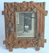 Secesyjna Ramka Brąz Patynowany Złocony 1900 Putta Art Nouveau Secesja