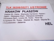Tablica kierunkowa kolejowa KRAKÓW PŁASZÓW - HEL 30X20 cm