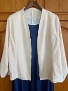 KOMPLET żakiet + Granatowa sukienka 5XL na szerokich ramiączkach Plus Size