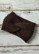 Szeroka opaska na głowę ciepła gruba brąz 