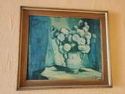 Obraz Władysław Ślewiński Astry w wazonie Reprodukcja prl 1977 z roku