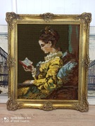 Obraz gobelinowy w bogato zdobionej ramie – klasyczny styl