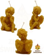 Świeca z naturalnego wosku pszczelego Aniołek Myśliciel Zielony Świecownik